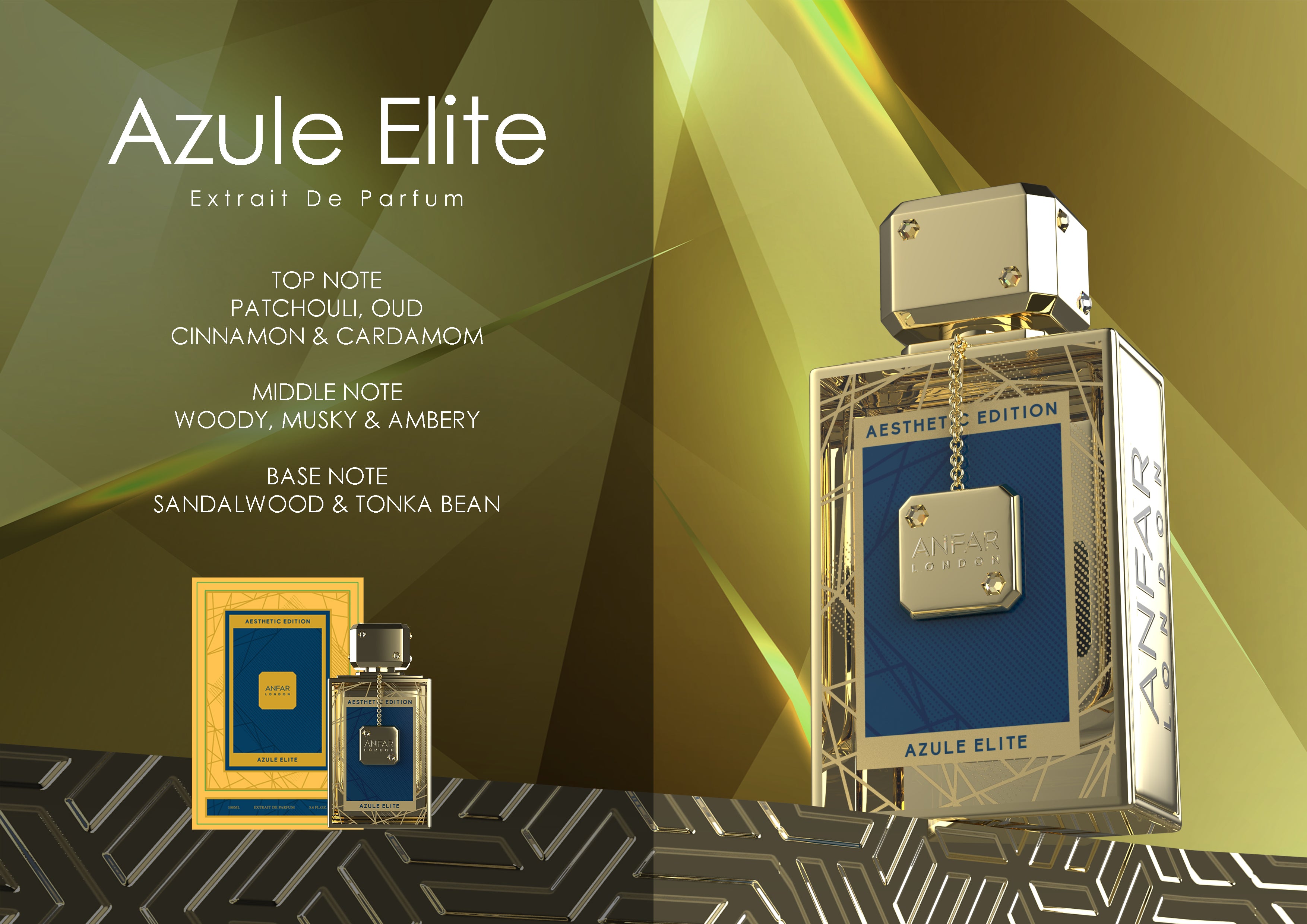 Azule Elite For Men By Anfar Extrait De Parfum Spray 3.4 oz