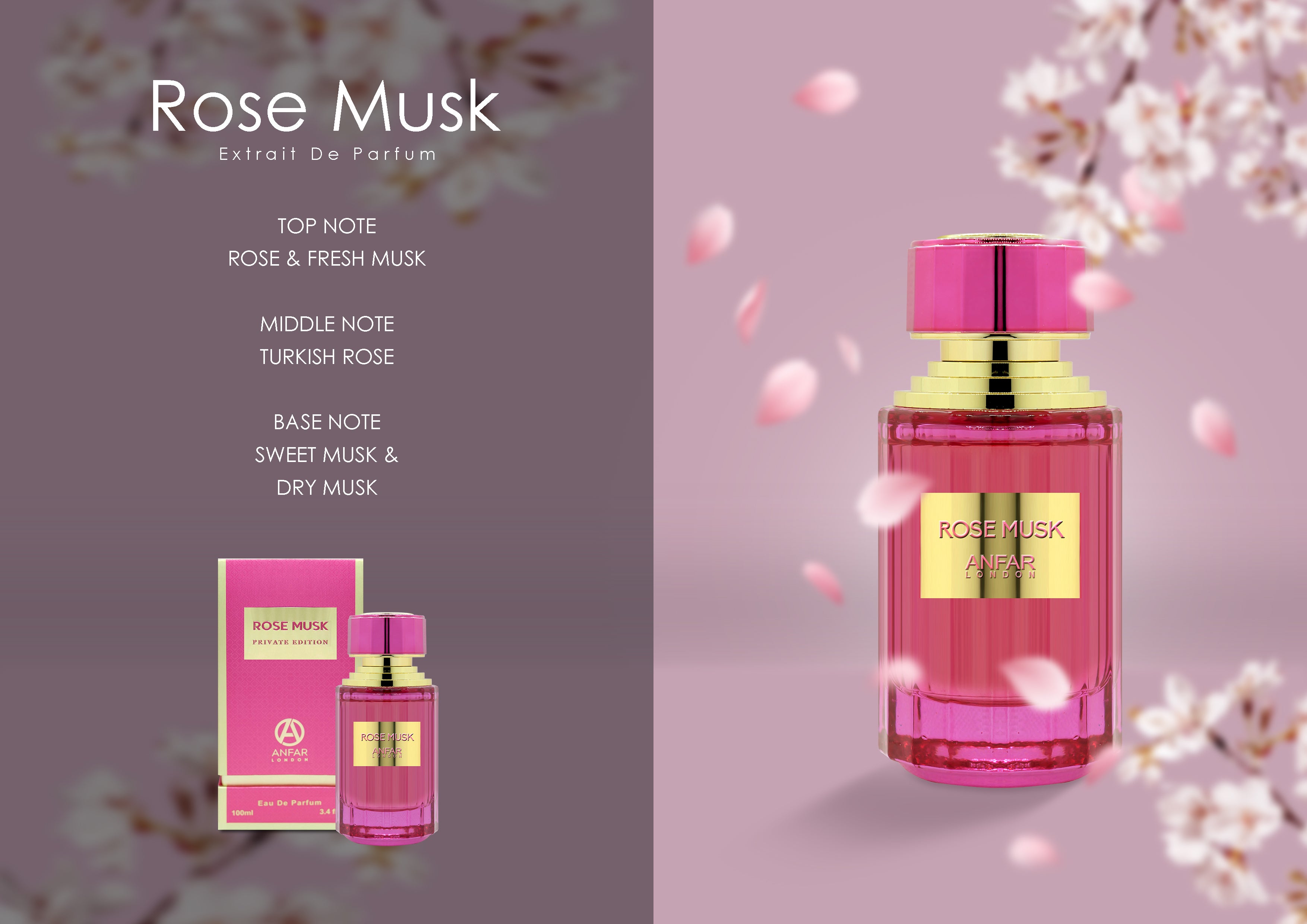 Ladies Rose Musk By Anfar Eau De Parfum Spray 3.4 oz