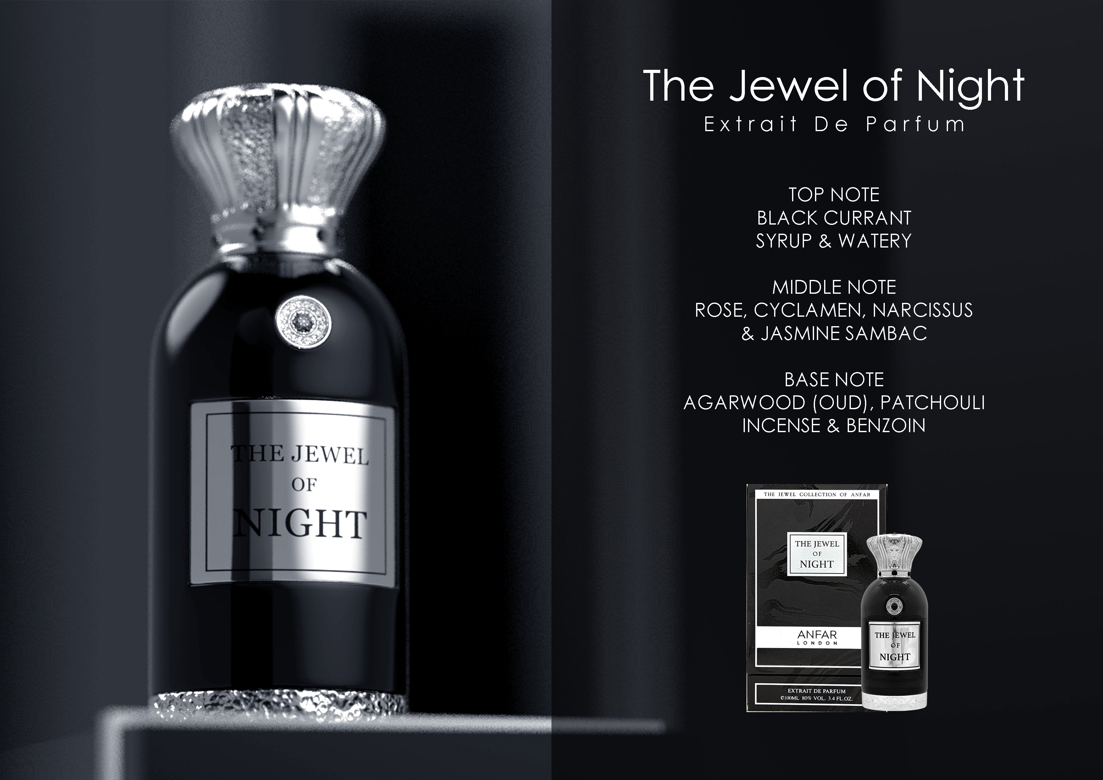 The Jewel Of Night By Anfar Extrait De Parfum 3.4 oz