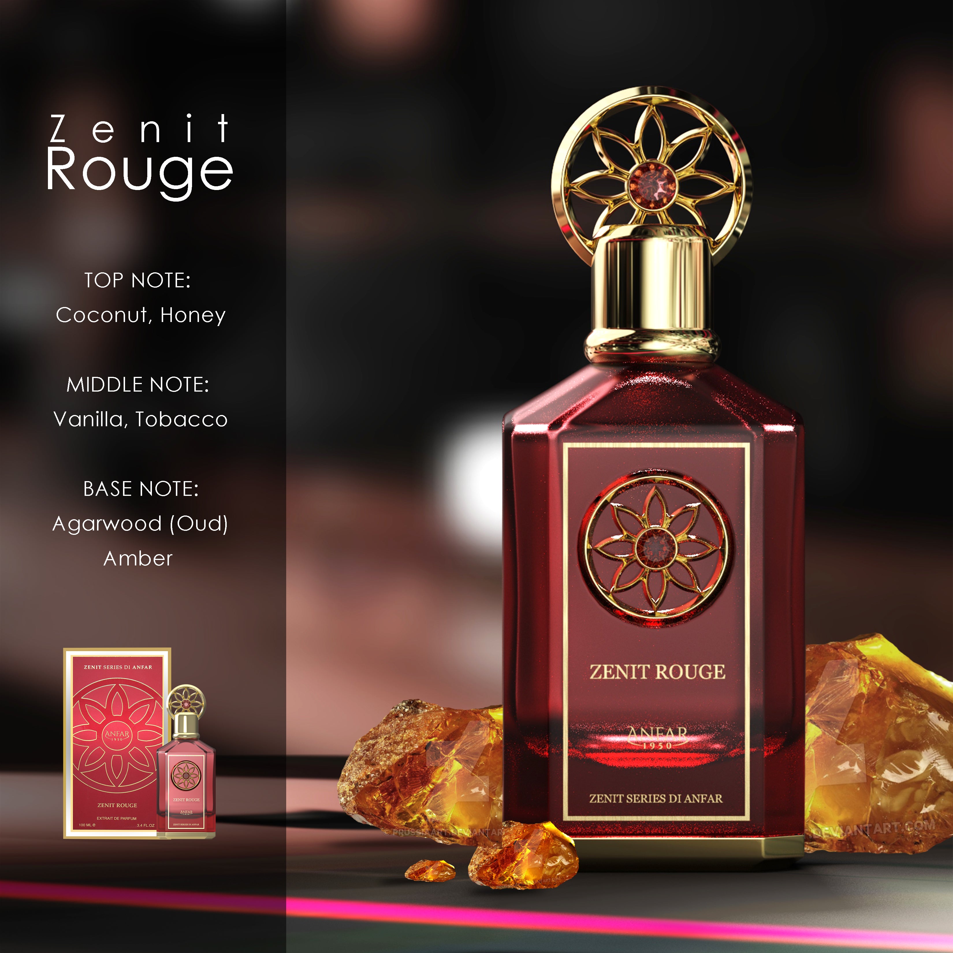 Ladies Zenit Rouge By Anfar Extrait De Parfum Spray 3.4 oz